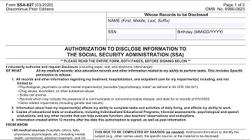 Form SSA 827 walkthrough (Authorization to Disclose Information to the SSA)