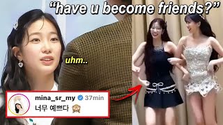 Kazuha's reaction when a male fan asked about her relationship with TWICE Mina