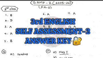 3rd 💯Real ENGLISH SELF ASSESSMENT-2 ANSWER KEY🗝️ | 3rd 💯ENGLISH Real SAMP-2 Paper Key🔐