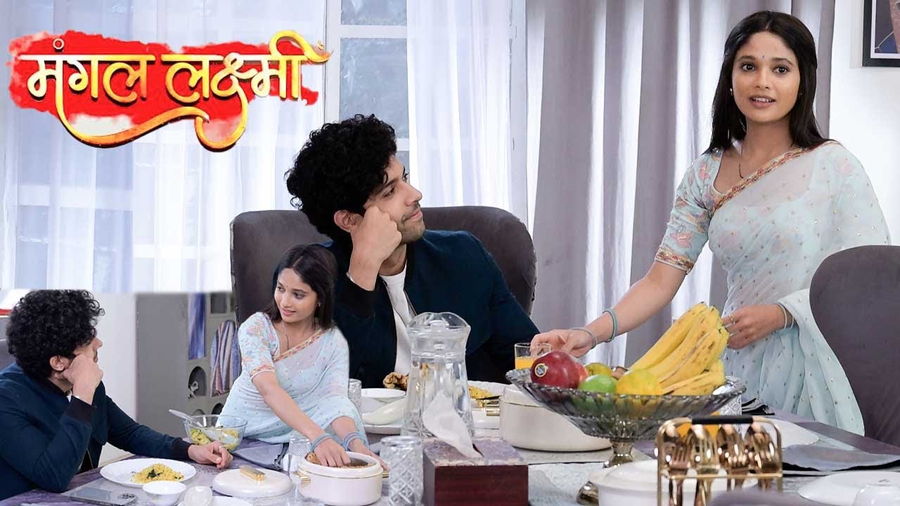 Мангал Лакшми | Лакшми принесла Карану завтрак, Каран спросил Лакшми, как прошла вчерашняя ночь.