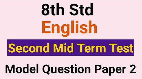 8th Std - English | Second Mid Term Test - Model Question Paper