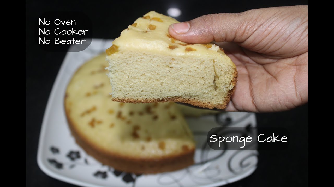 Easy Vanilla Sponge Cake Without Oven Recipe | How To Make Basic Sponge ...