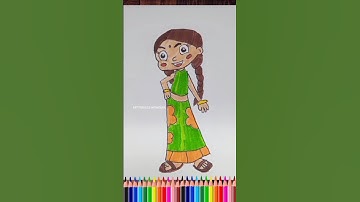 How to draw chutki from chhota bheem 💚💚 |#drawing #chutki #shorts #shortsfeed #trending
