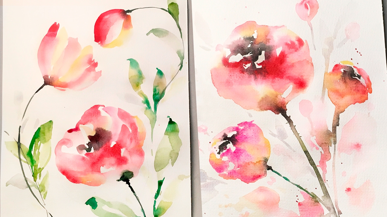 LVL3 Watercolor Flowers Painting - YouTube