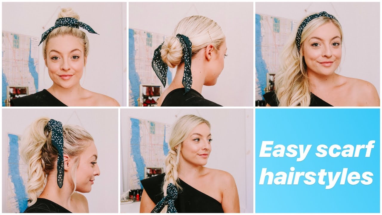 5 Easy Scarf Hairstyles! - YouTube