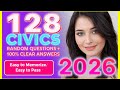128 Civics Questions and Answers with Slow & Clear, Easy to Study Citizenship Interview 2025 version