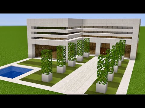 Modern minecraft house with swimming pool