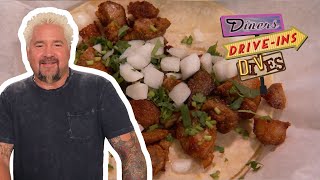 Guy Goes WILD for Carne Adovada Tacos & Shrimp Burrito | Diners, DriveIns and Dives | Food Network