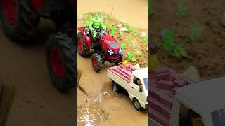 Tractor Rescues Mini Autto Stuck in Deep Mud #minitractor #miniauto #mudchallenge #farmlife