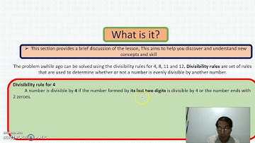 Video lesson on Divisibility rule by 4, 8, 11, 12