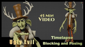 45 Min Timelapse blocking and posing a ugly evil in Blender with BlockSurfaces addon
