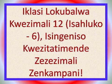 Iklasi Lokubalwa Kwezimali 12 (Isahluko - 6), Isingeniso Kwezitatimende Zezezimali Zenkampani!