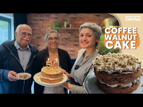 COFFEE WALNUT CAKE  Celebration cake I made for my parents anniversary  Food with Chetna