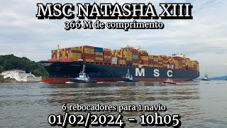 Navio Gigante de 366 metros chegando ao Porto de Santos pela 1ª vez 01/02/2024 - (MSC NATASHA XIII)