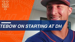 Tim Tebow singles, talks about his hit vs. the Nats