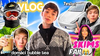 VLOG: Domací Bubble Tea, Tesla, Skims Objednávka, Zdravé Vafle, Hory, Obří Unboxingy a Iced Coffee!