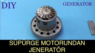 GENERATOR, WIND TURBINE MADE FROM ELECTRIC SWEEPER MOTOR - FREE ENERGY - STUDENT PROJECT