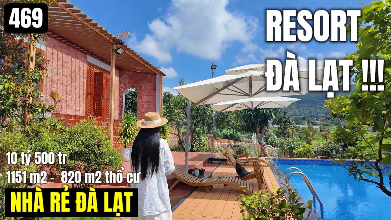 (ĐÃ BÁN)Resort mini tại Đà Lạt hồ bơi nhà xinh cảnh núi đồi 1151 m2 820 m2 thổ cư 10 tỷ 5