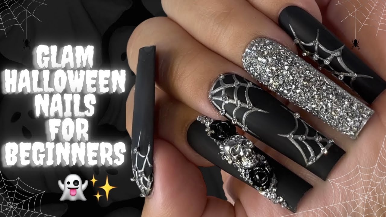 GLAM Halloween nails for beginners! | EASY Halloween nails 💅🏼👻🕷️🕸️