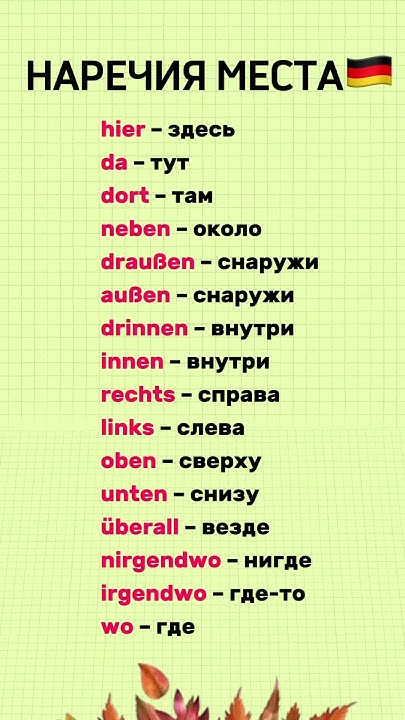 Немецкий наречия места со слухом. #немецкийязык #немецкийснуля # ...