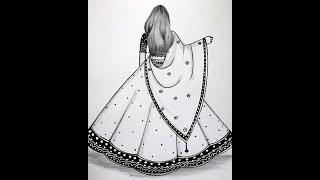 How To Draw A Girl With Lehnga Ll Pencil Sketch For Beginners Ll Girl Drawing Ll Girl With Lehnga