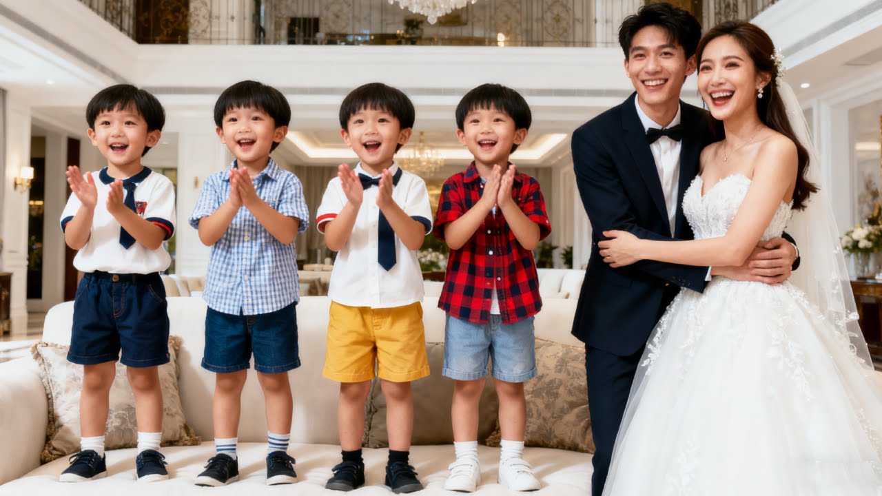 CEO en banquete ve tres pequeñas copias exactas de sí mismo, incluso con el mismo lunar.Mis hijos?