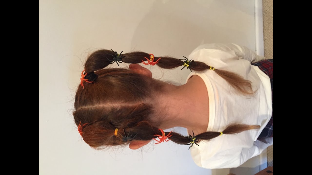 Spider Pigtails With Orange Hairspray Youtube