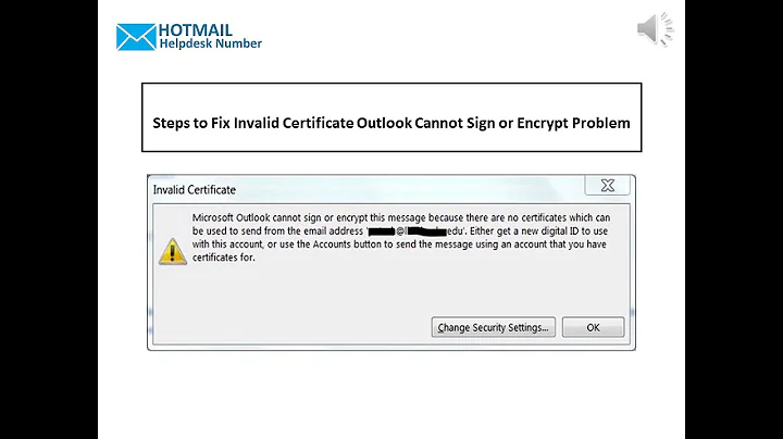 Fix - Invalid Certificate Outlook Cannot Sign or Encrypt Problem