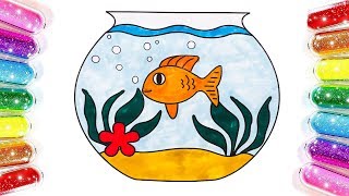 Fish Bowl Coloring & Drawing | Fish bowl Coloring Pages for Kids