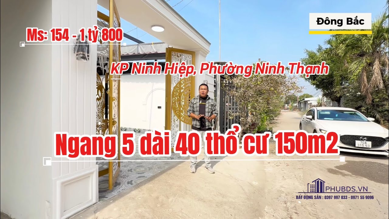 Nhà Bán Trung Tâm TP Tây Ninh | KP Ninh Hiệp – Ninh Thạnh | 5x40m | Thổ Cư 150m² | Hướng Đông Bắc