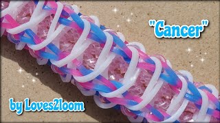 &quot;Cancer&quot; Rainbow Loom Bracelet Tutorial (3 bars wide)