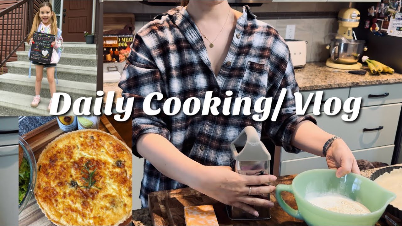 【カナダ暮らしと家庭料理🇨🇦】お弁当作り/クリスピーチキンサンドイッチ🥪/パプリカとソーセージのキッシュ🫑🥧/さくらちゃんキンダーガーデン始まる🎒ドイツのソーセージとベルリンドーナツ🍩