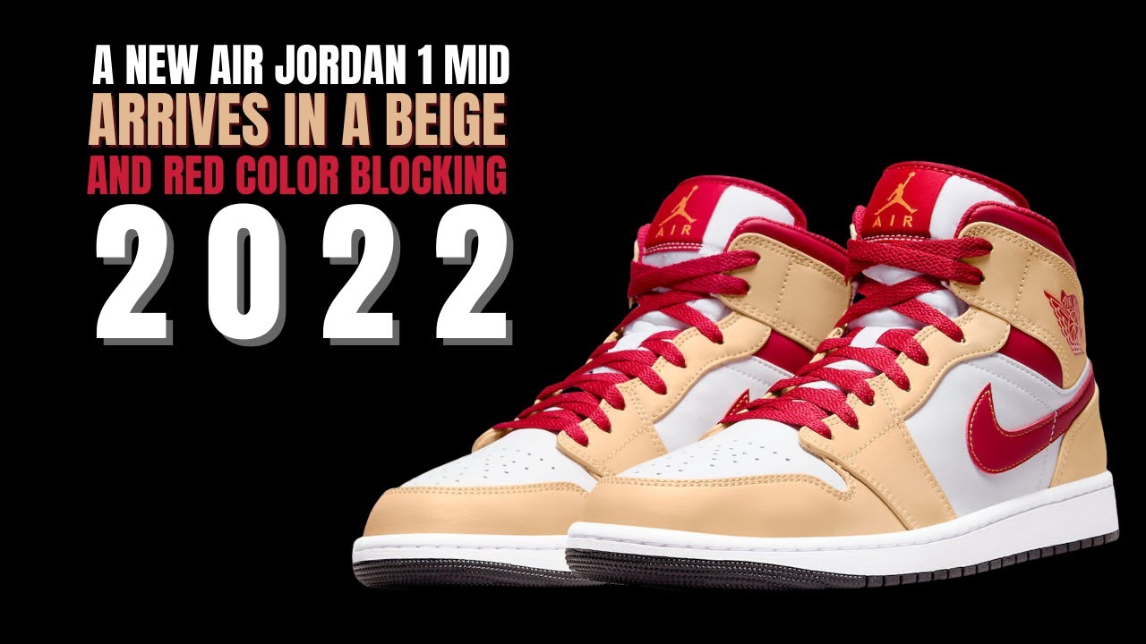 beige and red jordans