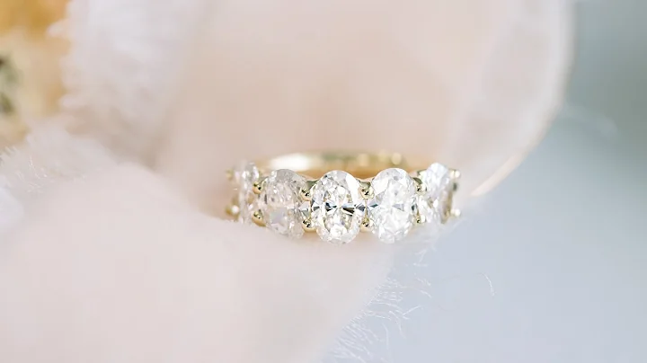 2.5 ct Oval Lab Grown Diamond Five Stone Wedding Band in 18k Yellow Gold | Ada Diamonds