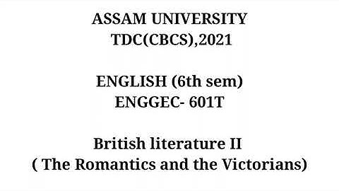 TDC (cbcs) English (6th sem) Pass Course 2021 | ENGGEC-601T | Assam University question paper