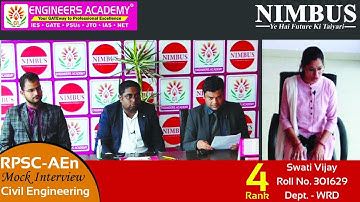 Congratulations Swati Vijay ( WRD - AEn ) | Mock Interview - Engineers Academy Toppers in RPSC AEn