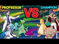 Professor vs champion pokemon who wins in a pokemon battle