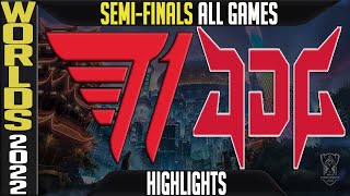 T1 vs JDG Highlights ALL GAMES | Worlds 2022 Semifinals | T1 vs JD Gaming