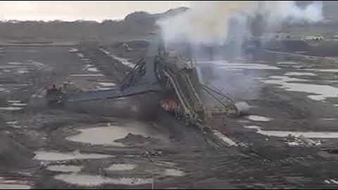 Explosive demolition of stacker reclaimers at coal terminal Hunterston Port