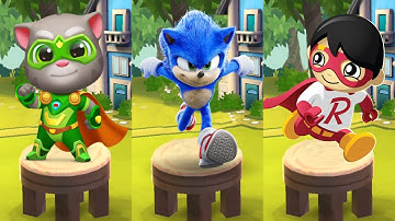 Tag with Ryan vs Sonic Dash vs Talking Tom Hero Dash - Gameplay Walkthrough