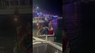 Santa on a boat in Looe on 1 December 2023