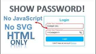 How To Create Login form with Hide & Show Password Using HTML, CSS ONLY | Password Toggle