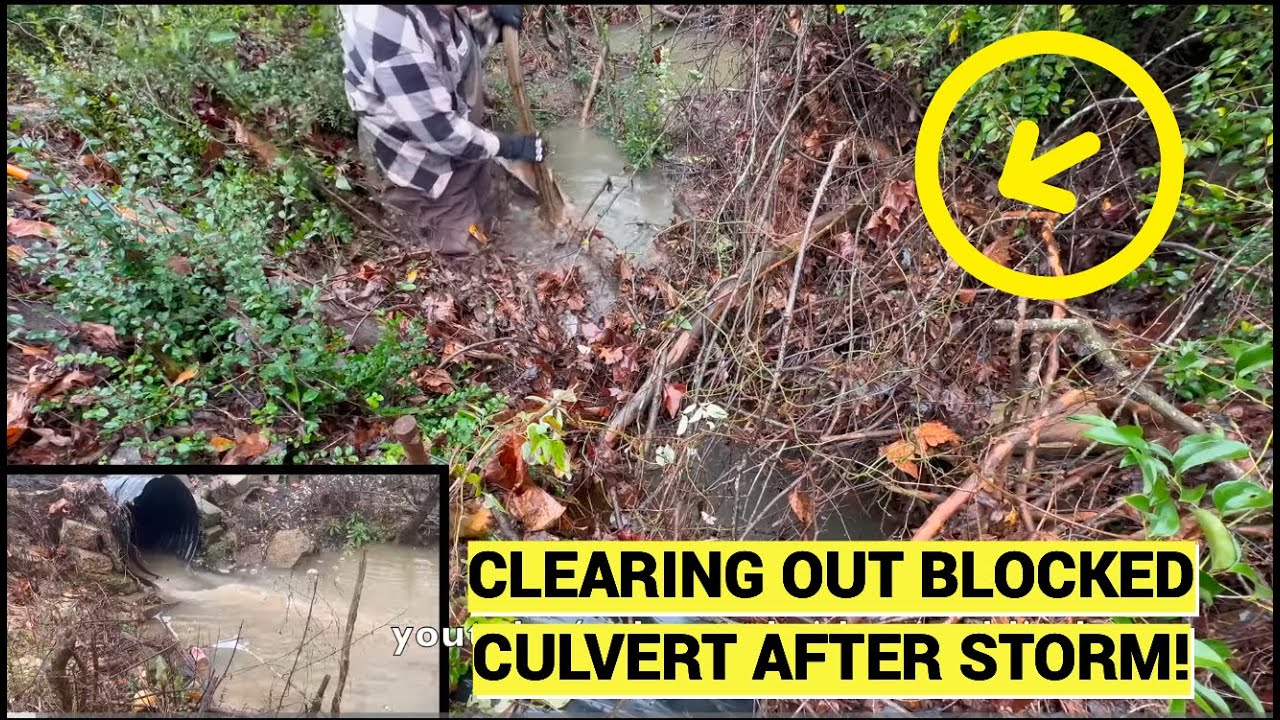 CLEARING MASSIVE DEBRIS CLOG FROM CULVERT! 12/2024 - YouTube