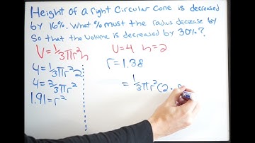 Right Circular Cone - What Percent Must Radius Decrease - Volume and Height Percent Decrease
