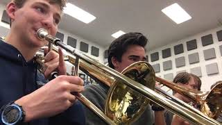 Trombones play Sleigh Ride.