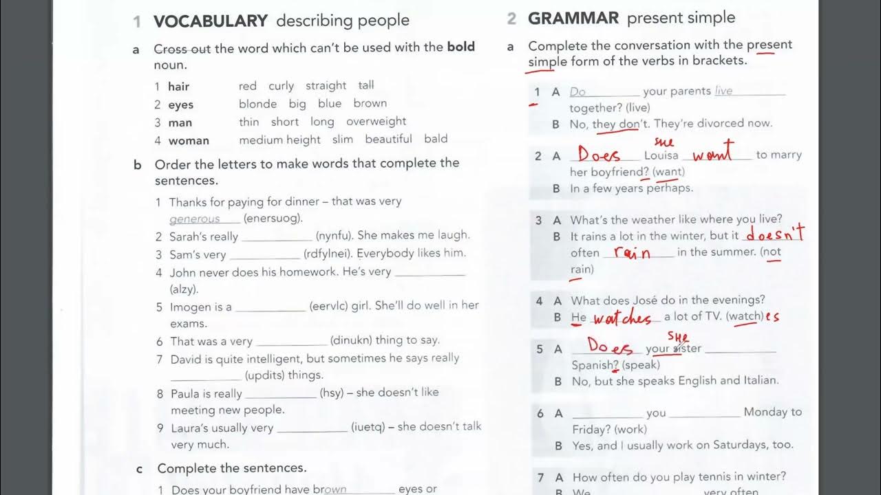 English File Pre Intermediate Workbook 1B - YouTube