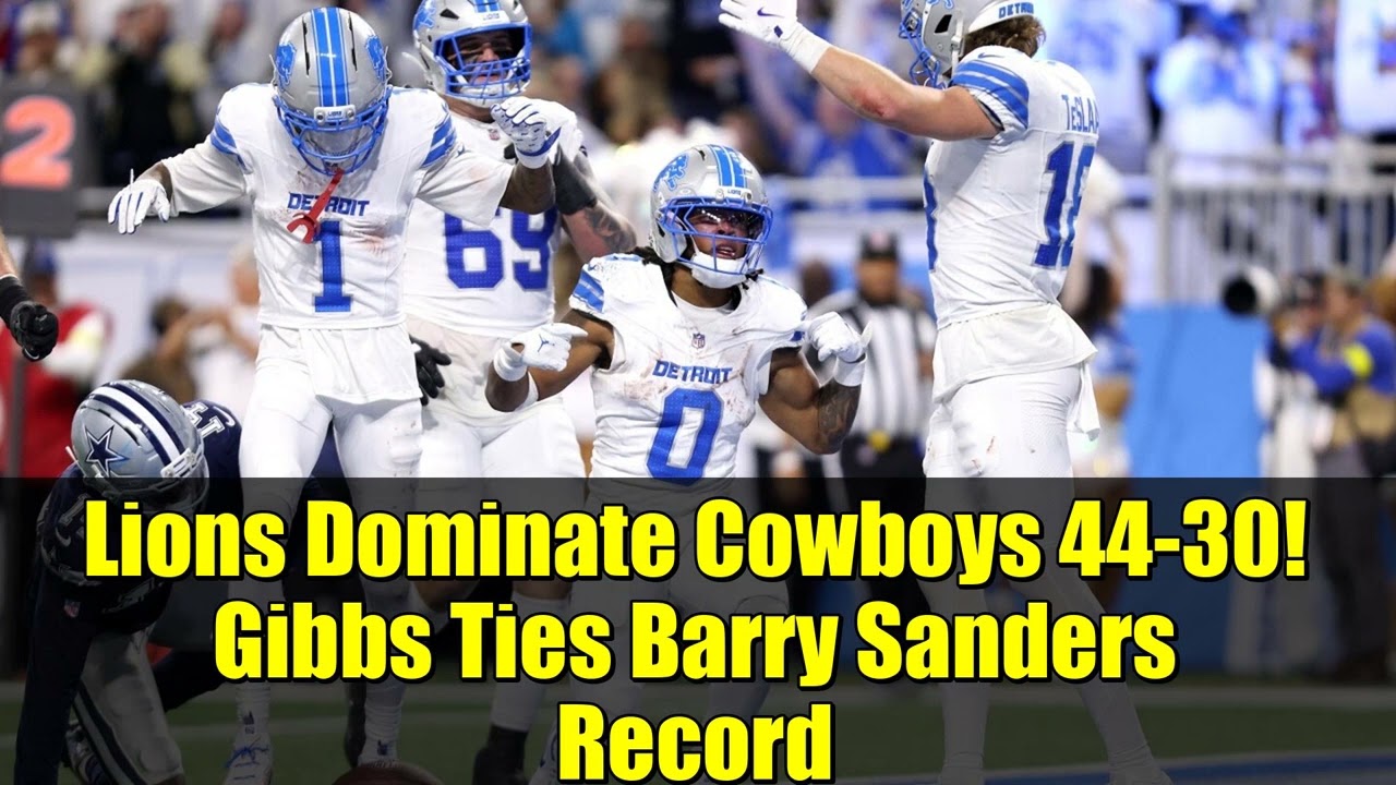 Lions Dominate Cowboys 44-30! Gibbs Ties Barry Sanders Record | Thursday Night Football Highlights