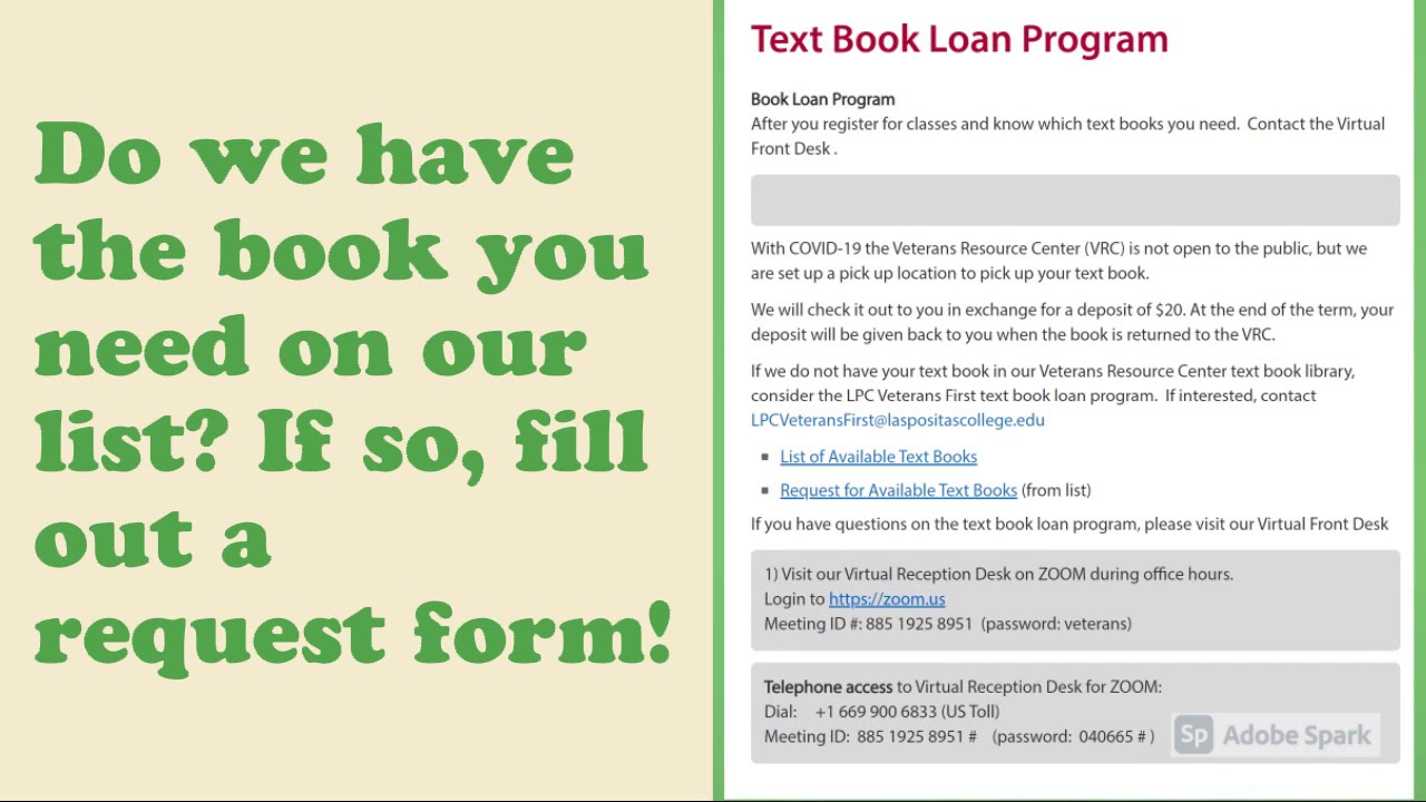 Veterans First Program Text Book Loan Program