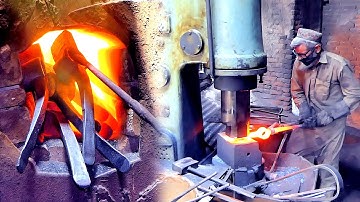 Talented old Blacksmith Makes a Wonderful pickaxe | pickaxe Forging with blacksmith power hammer |