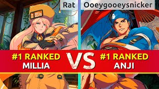 GGST ▰ Rat (#1 Ranked Millia) vs Ooeygooeysnicker (#1 Ranked Anji). High Level Gameplay